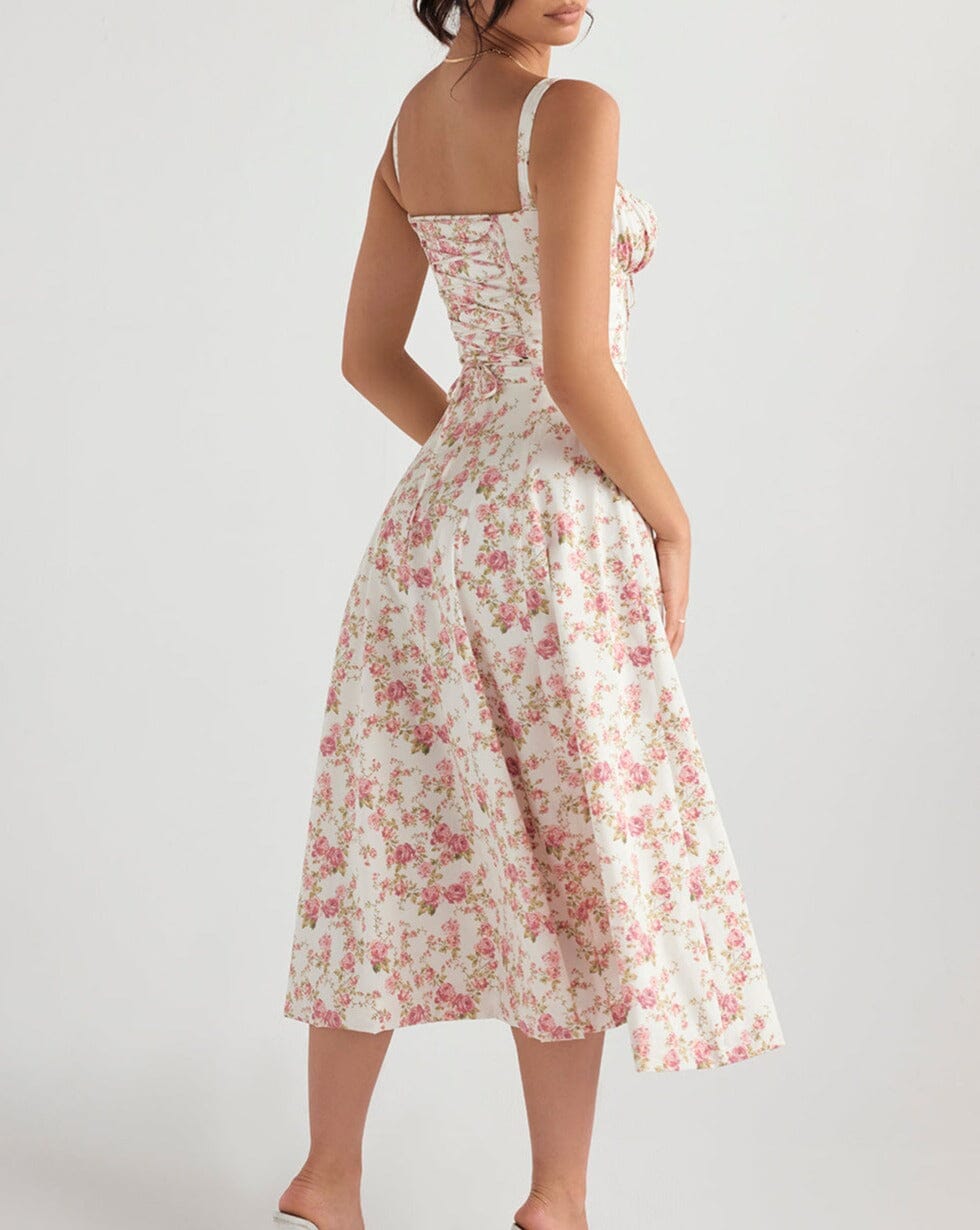 Vestido Midi Floral com Fenda Lateral
