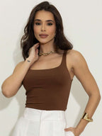 Regata Feminina Decote Quadrado em Suplex