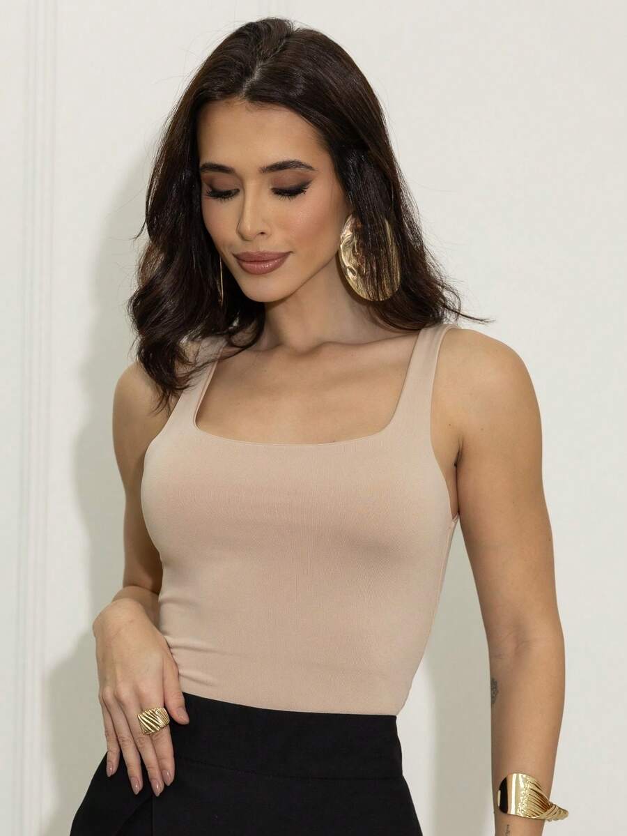 Regata Feminina Decote Quadrado em Suplex