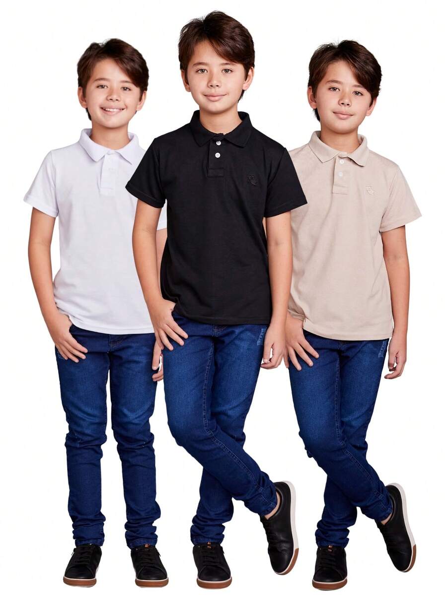 Kit 3 Polos Premium Infantil Daze