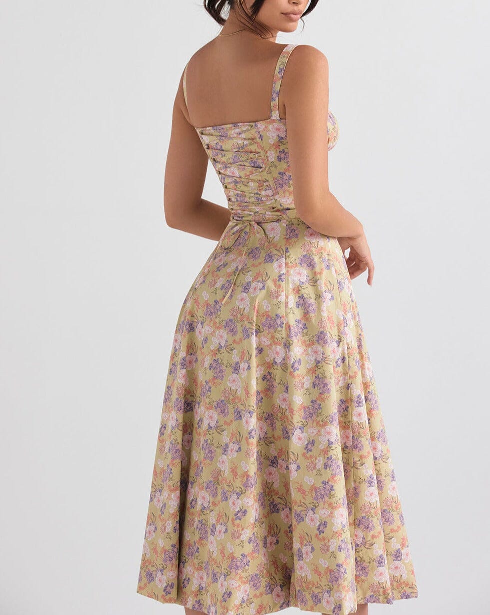 Vestido Midi Floral com Fenda Lateral