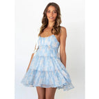 Vestido Mini Estampado com Alças Finas Verão