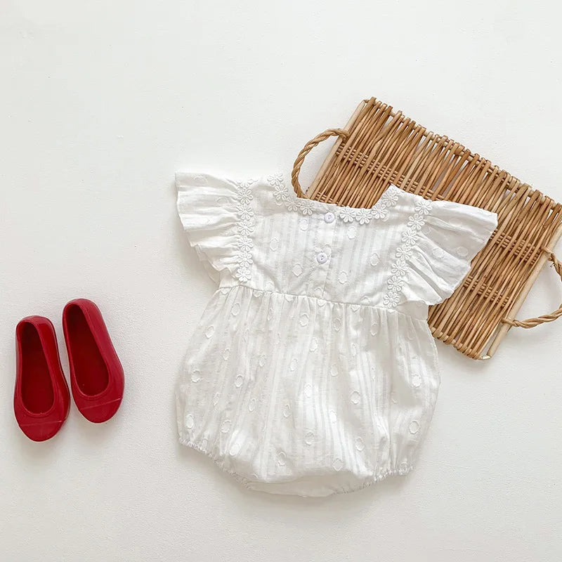 Romper Feminino Infantil Branco Minimalista