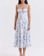 Vestido Midi Floral com Fenda Lateral