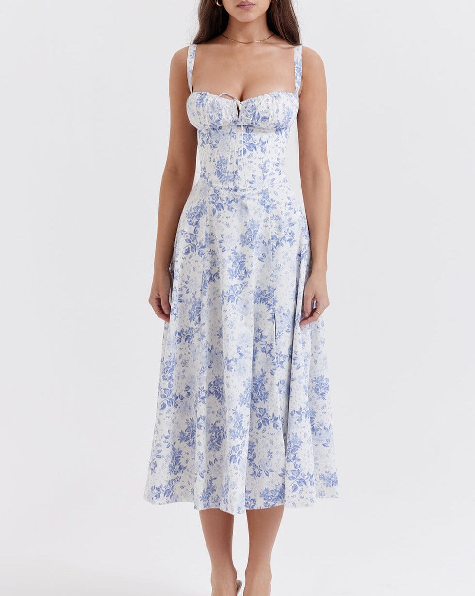 Vestido Midi Floral com Fenda Lateral