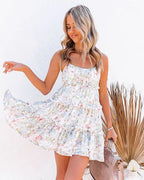 Vestido Mini Estampado com Alças Finas Verão