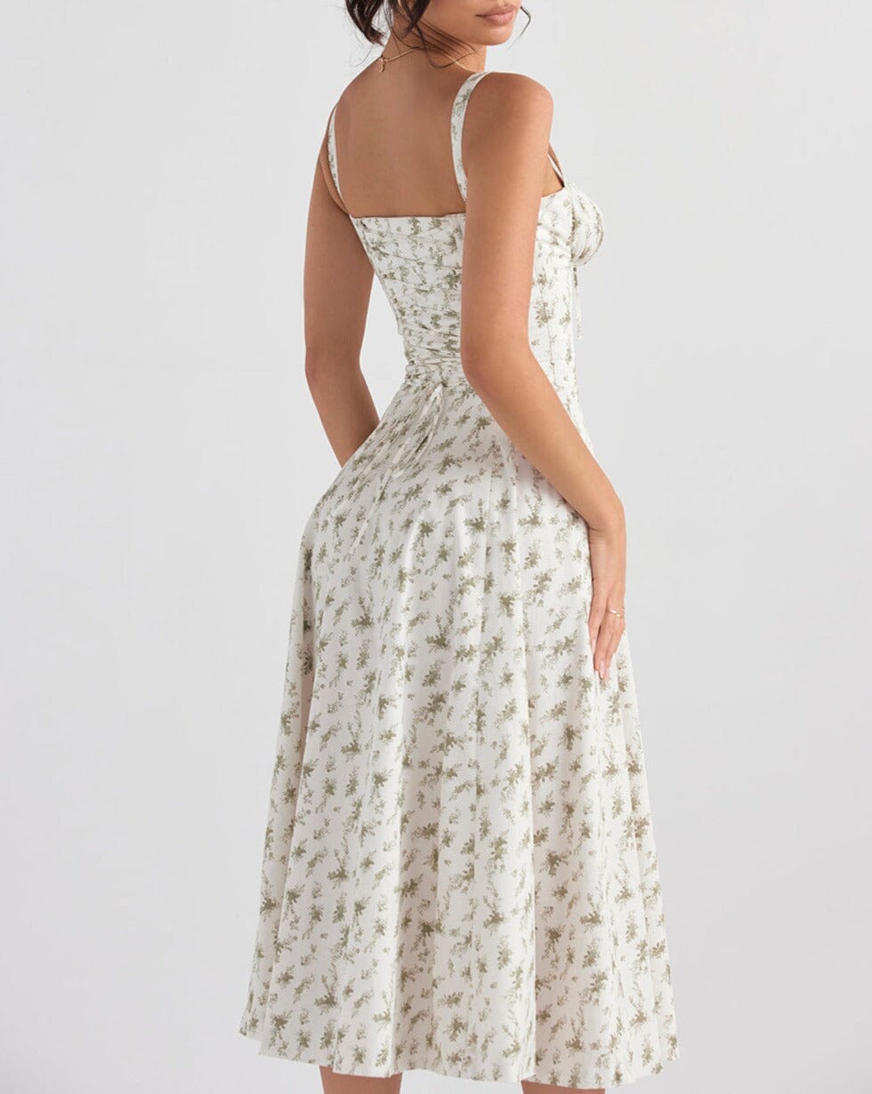 Vestido Midi Floral com Fenda Lateral